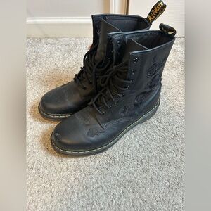 Dr. Martens floral Black Leather Boots; size 10; $100